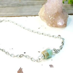 Dainty Jasper Crystal Anklet Bracelet, Minimalist Gemstone Jewelry, 9"